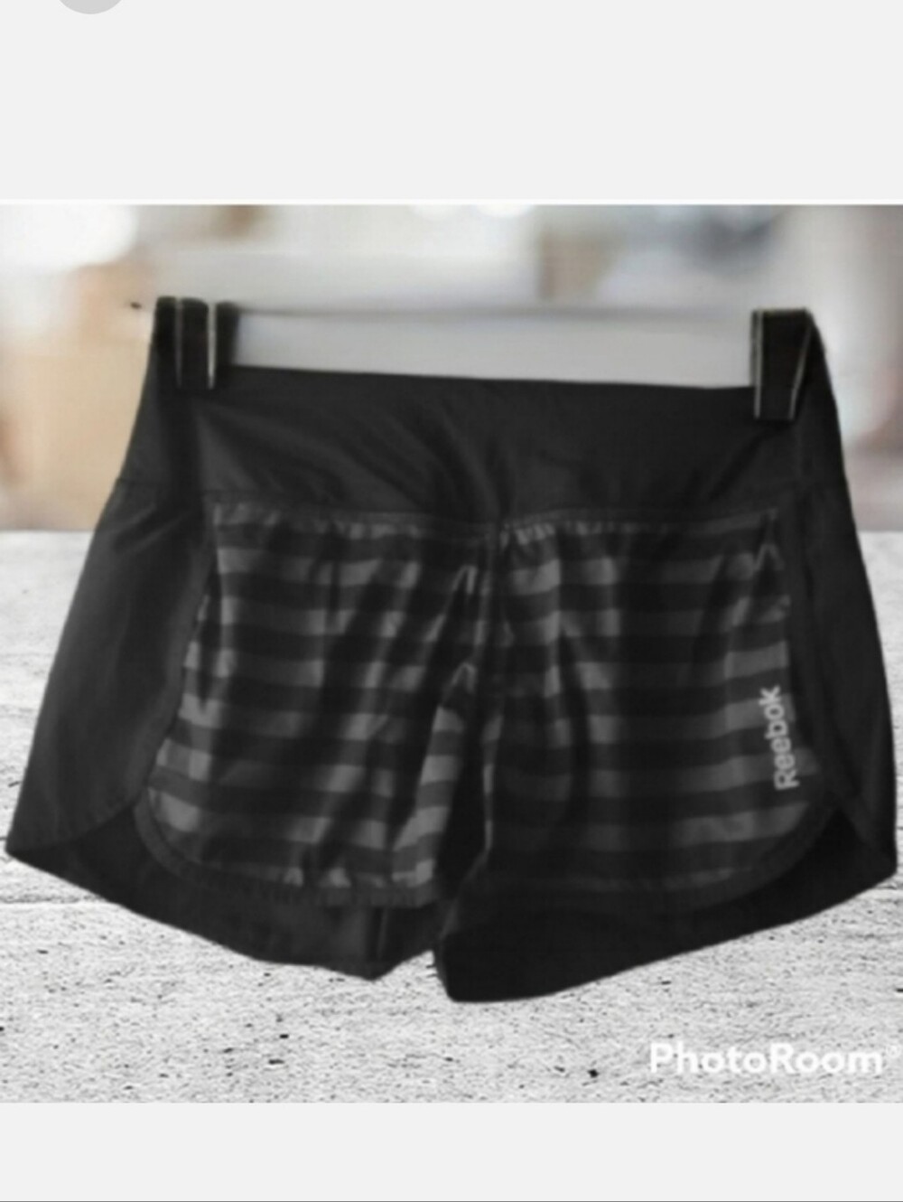 REEBOK Athletic Running Shorts Black Grey Size XS